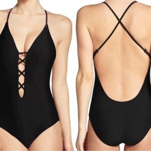 BCA By Rebecca Virtue Move Along One-piece Black‎ Swimsuit Medium NWOT